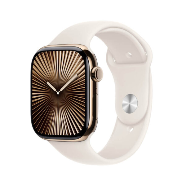 Apple Watch Series 10 GPS + Cellular Dourada de titânio 42mm Esportiva estelar P/M