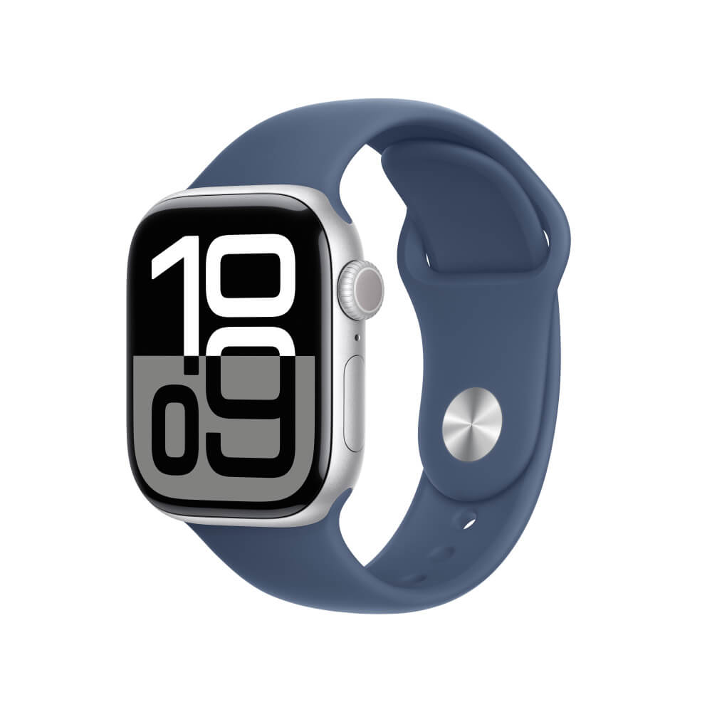 Apple Watch Series 10 GPS + Cellular Prateada de alumínio 42mm Esportiva denim P/M