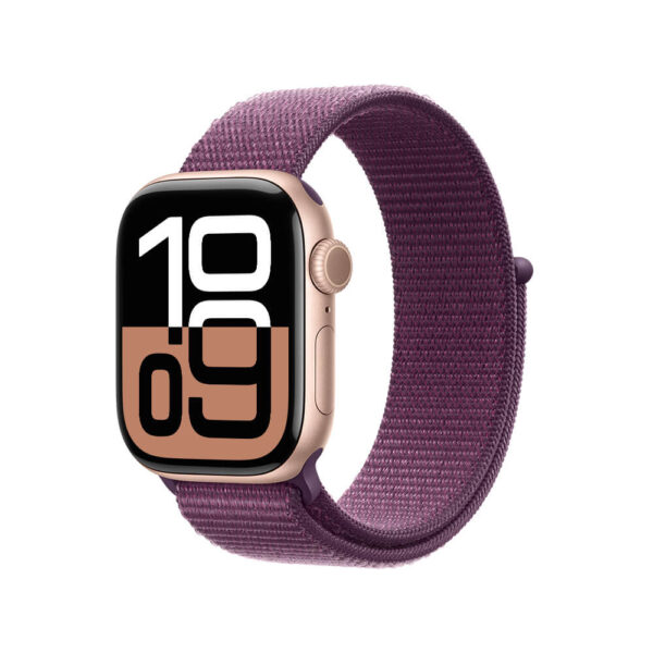 Apple Watch Series 10 GPS Cor de ouro rosa de alumínio 42mm Loop esportiva ameixa