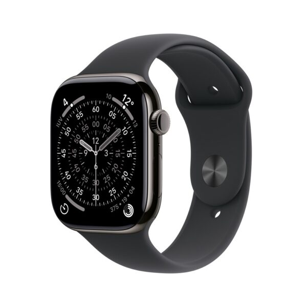 Apple Watch Series 11 GPS + Cellular Ardósia de titânio 46mm Esportiva preta P/M