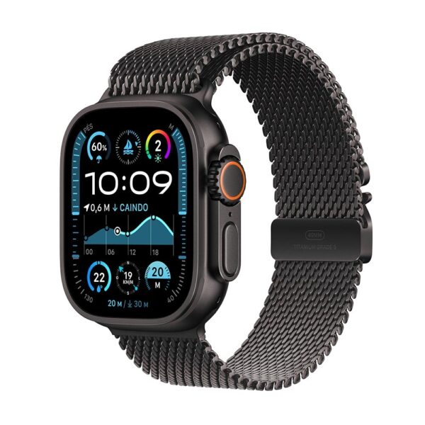 Apple Watch Ultra 2 GPS + Cellular Preta de titânio 49mm Preta estilo milanês de titânio G