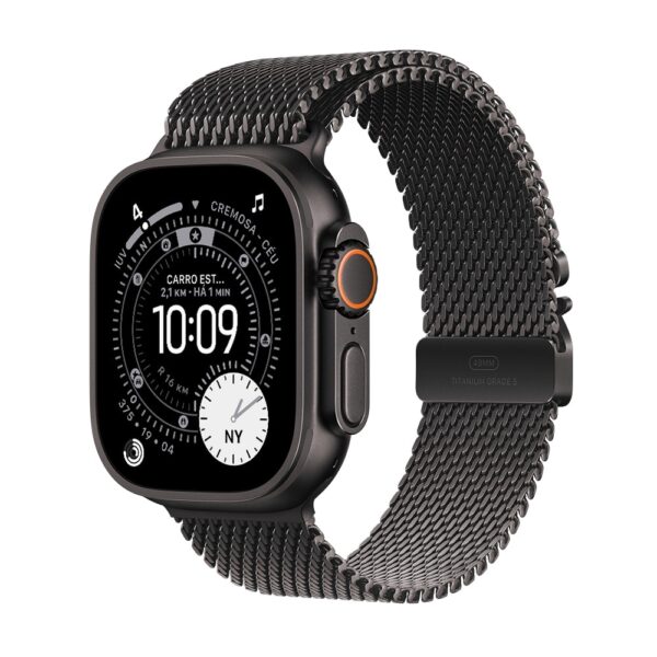Apple Watch Ultra 3 GPS + Cellular Preta de titânio 49mm Preta estilo milanês de titânio G